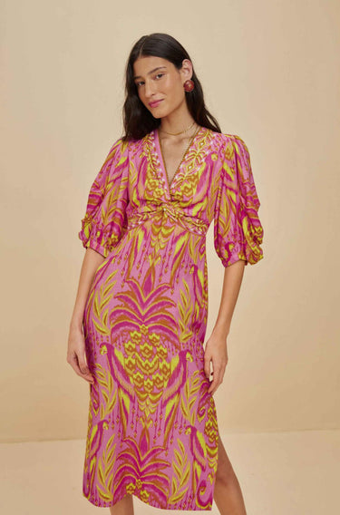 Pineapple Tapestry Pink Midi Dress-Dresses-Farm Rio-Debs Boutique